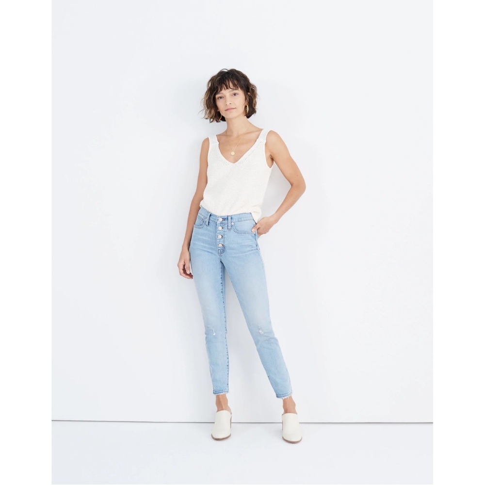 Madewell 9" Mid-Rise Skinny Crop Jeans in Asbury Wash: Button-Front Edition